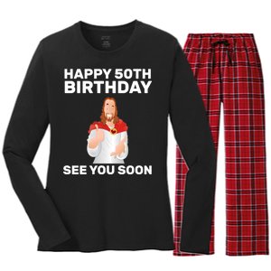 Happy 50th Birthday See You Soon Women's Long Sleeve Flannel Pajama Set 