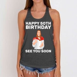 Happy 50th Birthday See You Soon Women's Knotted Racerback Tank