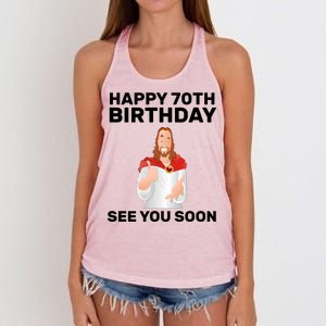 Happy 70th Birthday See You Soon Women's Knotted Racerback Tank