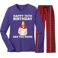 Happy 70th Birthday See You Soon Women's Long Sleeve Flannel Pajama Set 