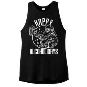 Happy Alcoholidays Christmas Santa Ladies PosiCharge Tri-Blend Wicking Tank