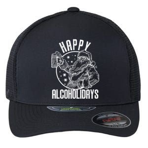 Happy Alcoholidays Christmas Santa Flexfit Unipanel Trucker Cap