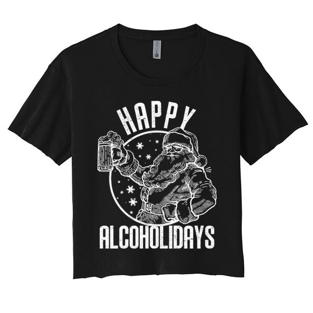 Happy Alcoholidays Christmas Santa Crop Top