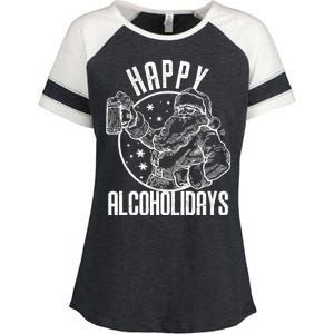 Happy Alcoholidays Christmas Santa Enza Ladies Jersey Colorblock Tee