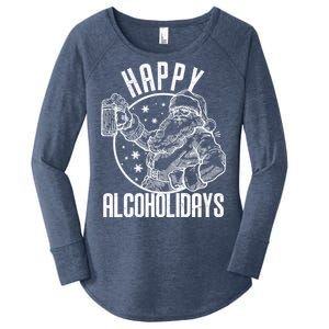 Happy Alcoholidays Christmas Santa Women's Perfect Tri Tunic Long Sleeve Shirt