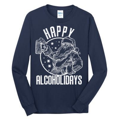 Happy Alcoholidays Christmas Santa Tall Long Sleeve T-Shirt