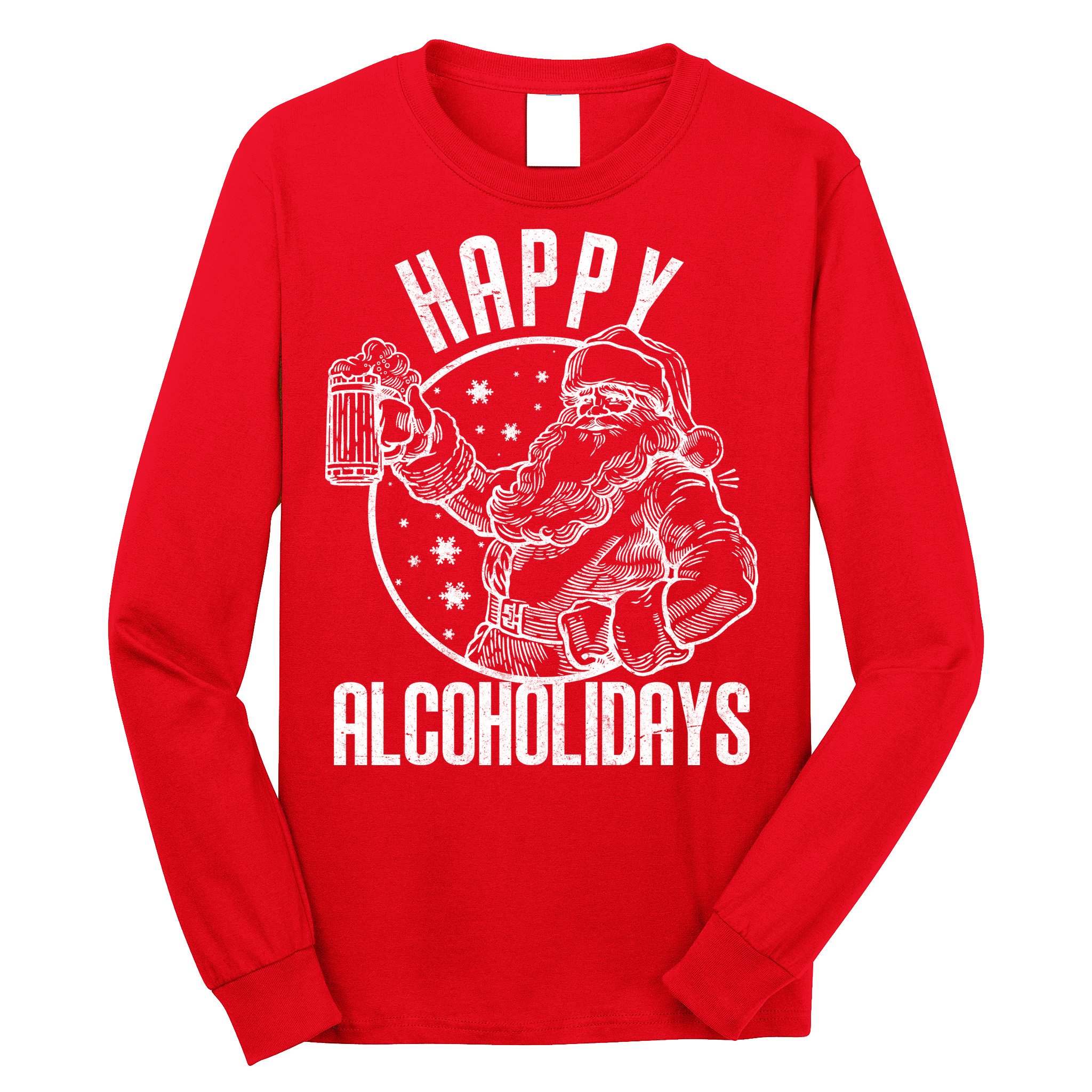 Happy Alcoholidays Christmas Santa Long Sleeve Shirt