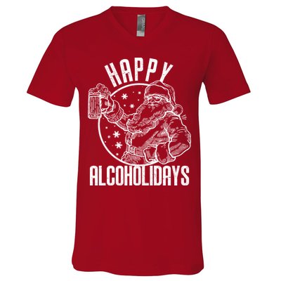 Happy Alcoholidays Christmas Santa V-Neck T-Shirt