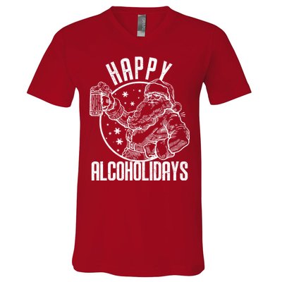 Happy Alcoholidays Christmas Santa V-Neck T-Shirt