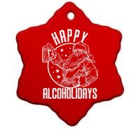 Happy Alcoholidays Christmas Santa Ceramic Star Ornament