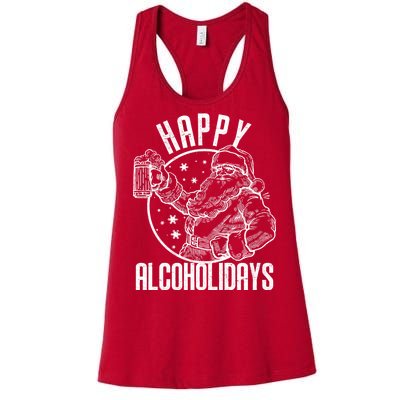 Happy Alcoholidays Christmas Santa Women's Racerback Tank