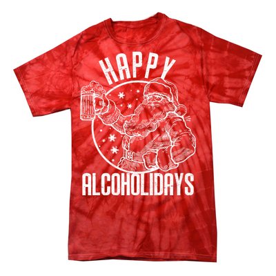 Happy Alcoholidays Christmas Santa Tie-Dye T-Shirt