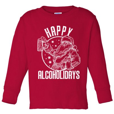 Happy Alcoholidays Christmas Santa Toddler Long Sleeve Shirt