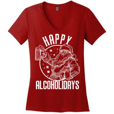 Happy Alcoholidays Christmas Santa Women's V-Neck T-Shirt