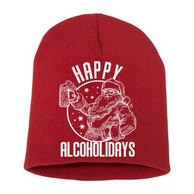 Happy Alcoholidays Christmas Santa Short Acrylic Beanie