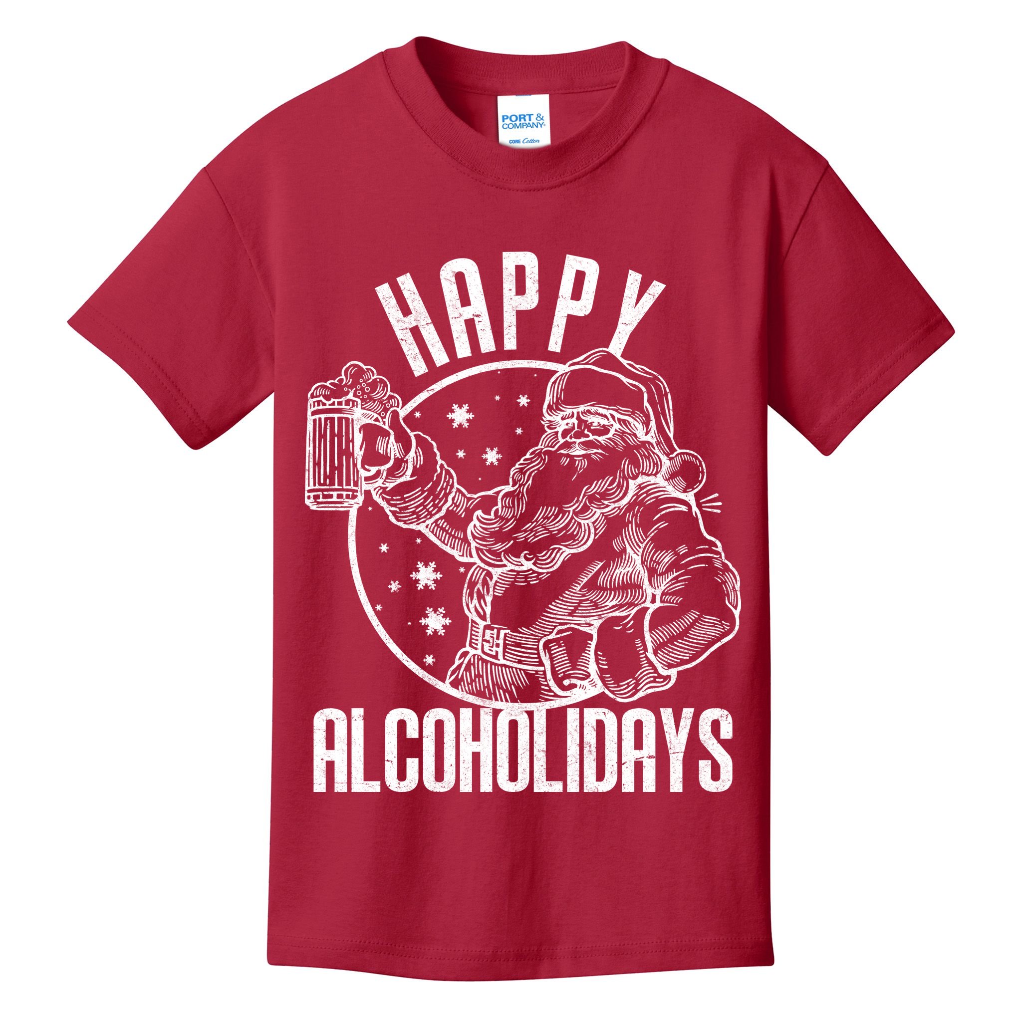 Happy Alcoholidays Christmas Santa Kids T-Shirt