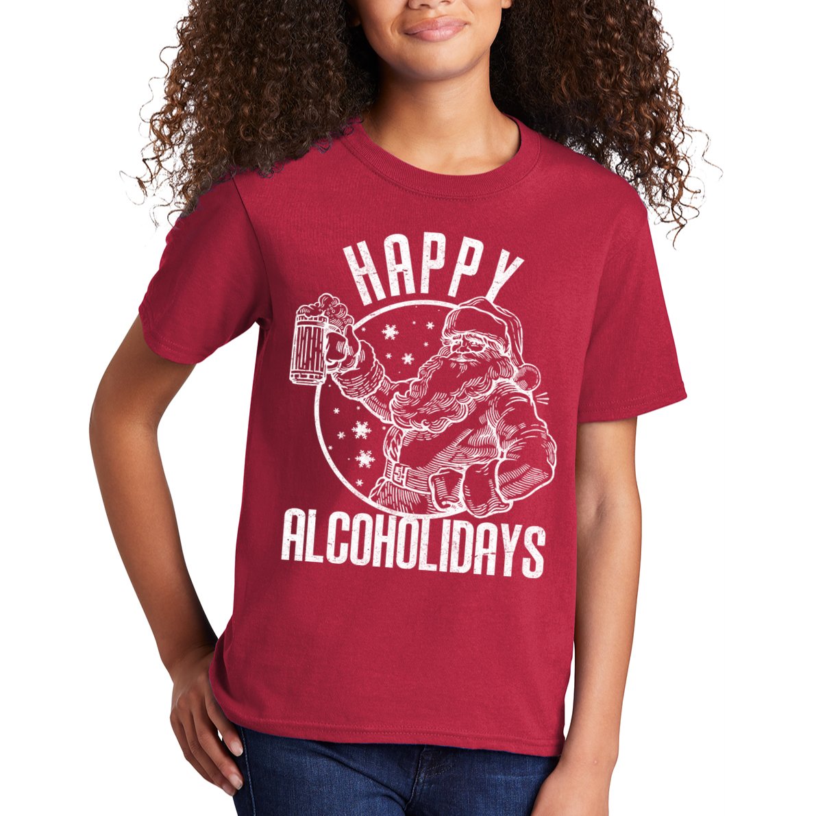 Happy Alcoholidays Christmas Santa Kids T-Shirt