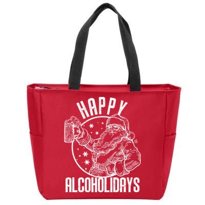 Happy Alcoholidays Christmas Santa Zip Tote Bag