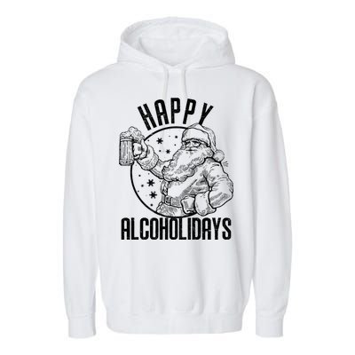 Happy Alcoholidays Christmas Santa Garment-Dyed Fleece Hoodie