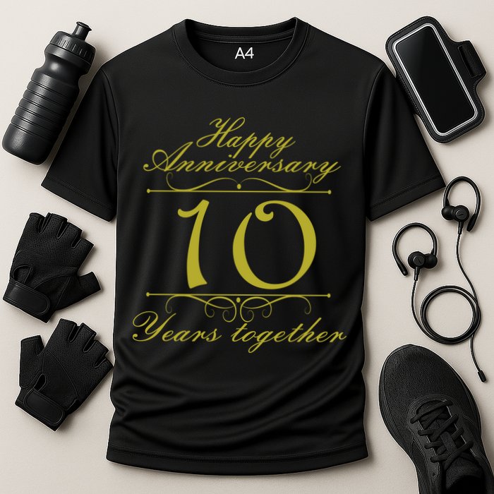 Happy Anniversary 10 Years Together Cooling Performance Crew T-Shirt