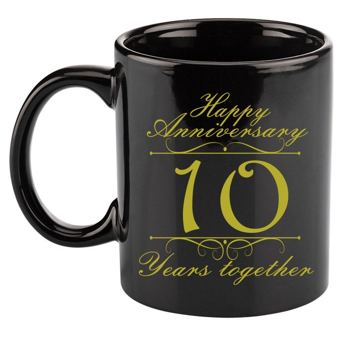 Happy Anniversary 10 Years Together 11oz C Handle Ceramic Mug