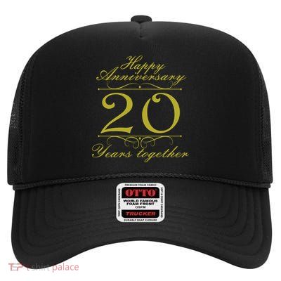 Happy Anniversary 20 Years Together High Crown Mesh Back Trucker Hat