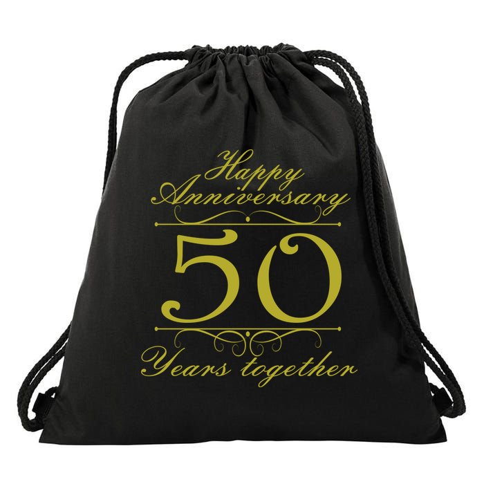 Happy Anniversary 50 Years Together Drawstring Bag