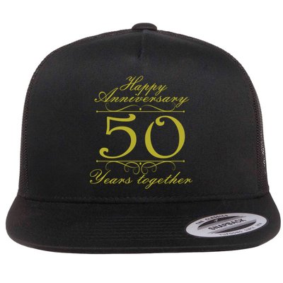 Happy Anniversary 50 Years Together Flat Bill Trucker Hat