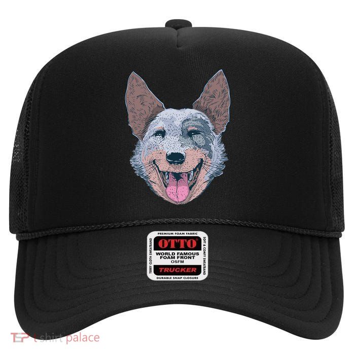 Happy Australian Cattle Dog  High Crown Mesh Back Trucker Hat