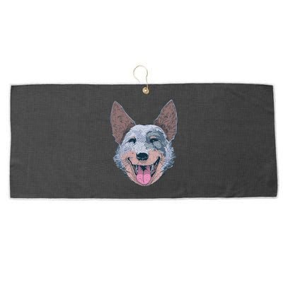 Happy Australian Cattle Dog  Large Microfiber Waffle Golf Towel