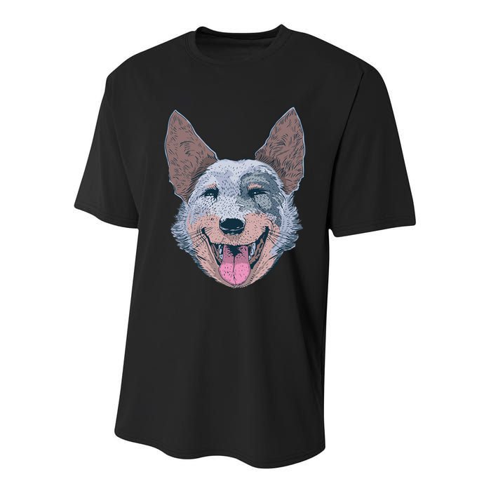 Happy Australian Cattle Dog  Youth Performance Sprint T-Shirt