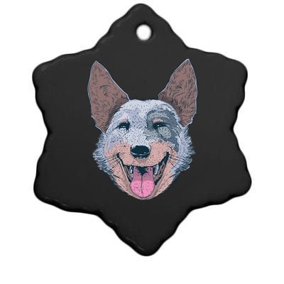 Happy Australian Cattle Dog  Ceramic Star Ornament