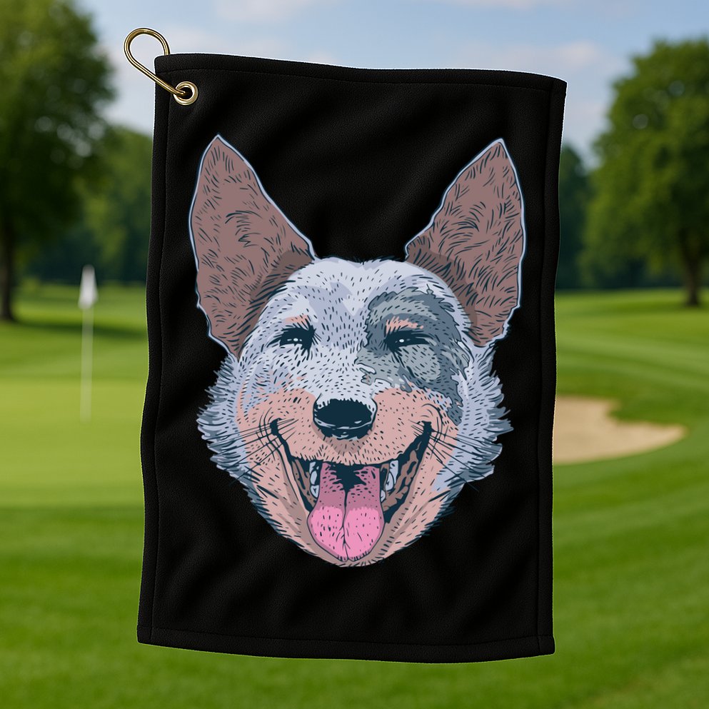 Happy Australian Cattle Dog  Golf Towel