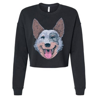 Happy Australian Cattle Dog  Cropped Pullover Crew