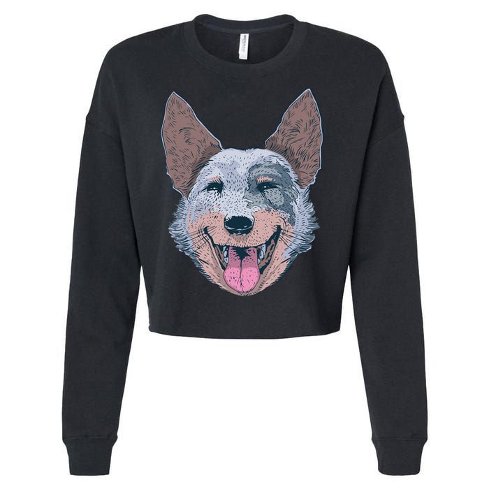Happy Australian Cattle Dog  Cropped Pullover Crew