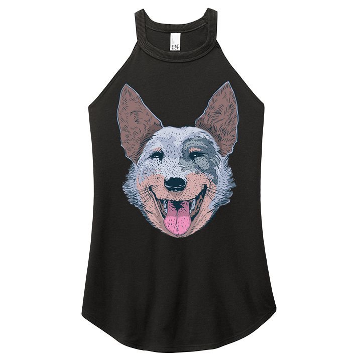 Happy Australian Cattle Dog  Women's Perfect Tri Rocker Tank