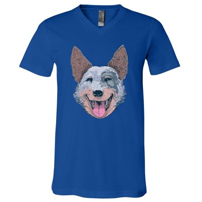 Happy Australian Cattle Dog  V-Neck T-Shirt