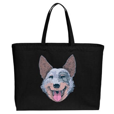 Happy Australian Cattle Dog  Cotton Canvas Jumbo Tote