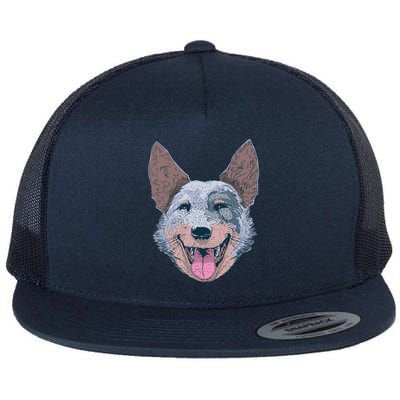 Happy Australian Cattle Dog  Flat Bill Trucker Hat