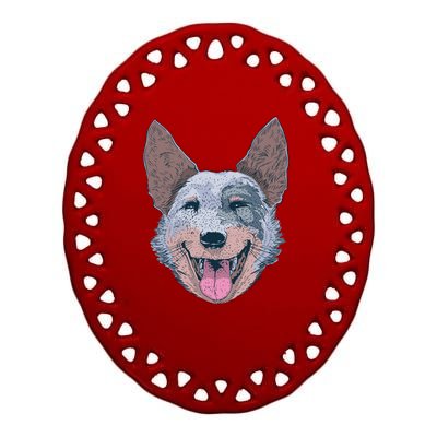 Happy Australian Cattle Dog  Ceramic Oval Ornament