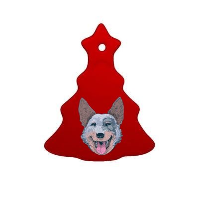 Happy Australian Cattle Dog  Ceramic Tree Ornament