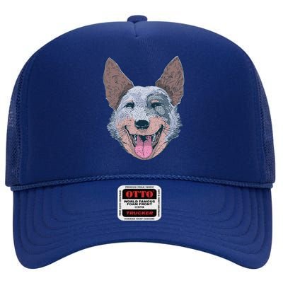 Happy Australian Cattle Dog  High Crown Mesh Back Trucker Hat