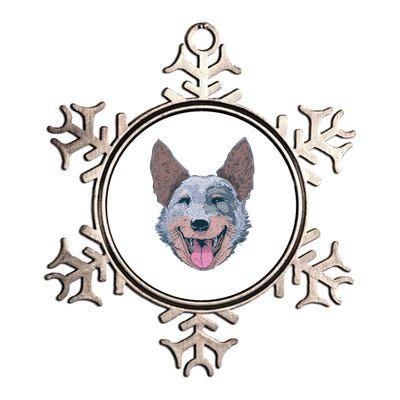 Happy Australian Cattle Dog  Metallic Star Ornament