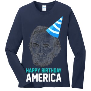 Happy Birthday America Ladies Long Sleeve Shirt