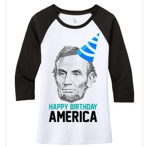 Happy Birthday America Women's Tri-Blend 3/4-Sleeve Raglan Shirt