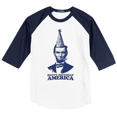 Happy Birthday America Abe Lincoln Baseball Sleeve Shirt