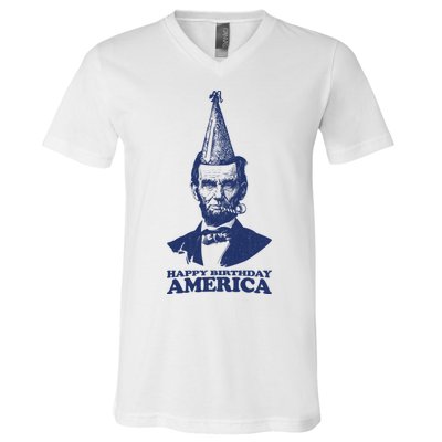 Happy Birthday America Abe Lincoln V-Neck T-Shirt