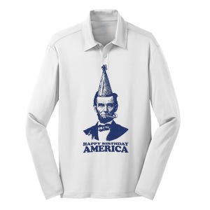 Happy Birthday America Abe Lincoln Silk Touch Performance Long Sleeve Polo