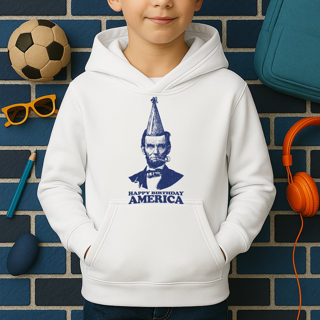 Happy Birthday America Abe Lincoln Kids Hoodie