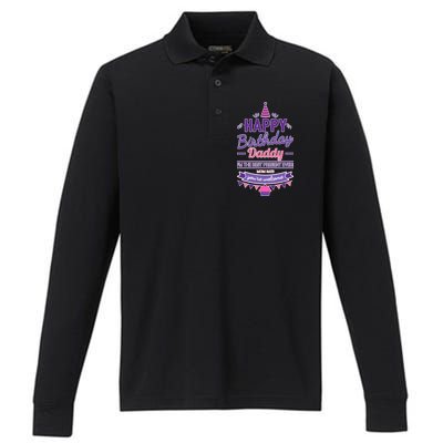 Happy Birthday Daddy Daughter  Performance Long Sleeve Polo